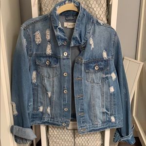 Distressed Denim Jean Jacket